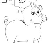Coloriage Lettre P de l'alphab&egrave;te anglaise pour Pig
