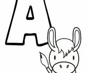 Coloriage Lettre pour Ane