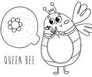 Coloriage et dessins gratuit Lettre Q et Queen Bee à imprimer