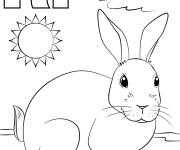 Coloriage Lettre R en anglais pour Rabbit