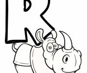 Coloriage Lettre R pour Rhinoceros