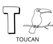 Coloriage Lettre T comme dans toucan