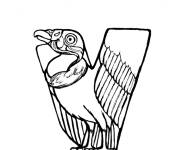 Coloriage Lettre V en anglais pour Vulture