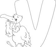 Coloriage Lettre V pour vautour