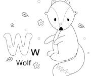 Coloriage Lettre W comme Wolf
