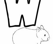 Coloriage Lettre W pour Wombat