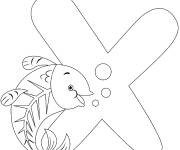 Coloriage Lettre X comme poisson aux rayons X