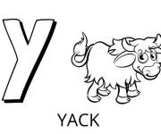 Coloriage Lettre Y comme Yack