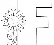 Coloriage L'alphabet la Lettre F de Fleur