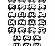 Coloriage Lettres de l'Alphabet sur cabines