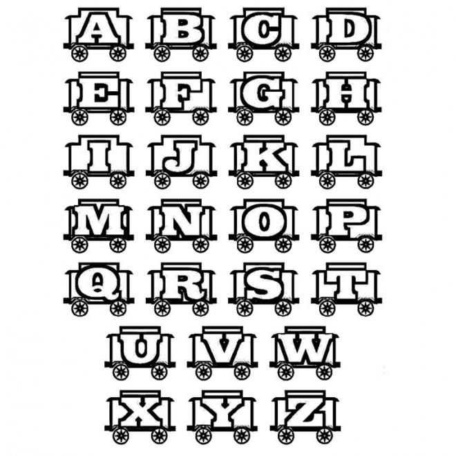 Coloriage Lettres de l'Alphabet sur cabines dessin gratuit 