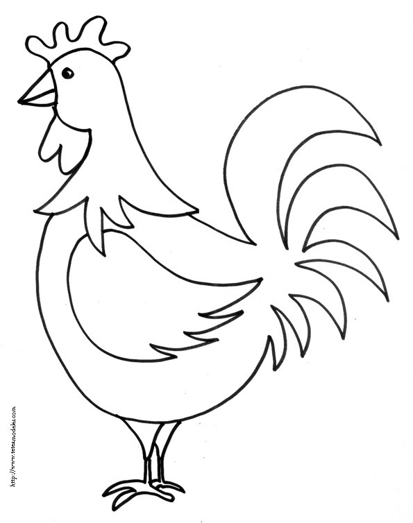 Coloriage Coq  de Ferme facile  dessin  gratuit  imprimer