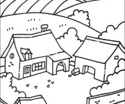 Coloriage et dessins gratuit Paysage de Ferme à imprimer