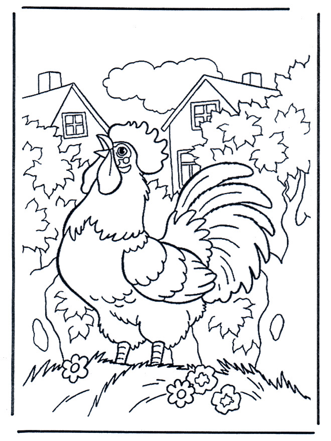 coloriage un coq dans la ferme dessin gratuit à imprimer