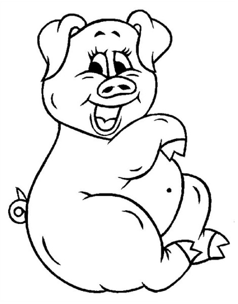 Coloriage et dessins gratuits Un Petit Cochon Rigolo à imprimer