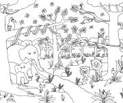 Coloriage et dessins gratuit Animaux dans la foret tropical  à imprimer