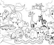 Coloriage et dessins gratuit Animaux de la jungle Kawaii à imprimer