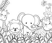 Coloriage et dessins gratuit Animaux de la jungle mignons à imprimer