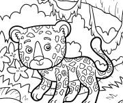 Coloriage B&eacute;b&eacute; gu&eacute;pard dans la jungle