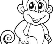 Coloriage B&eacute;b&eacute; singe animaux de la jungle
