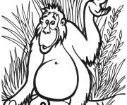 Coloriage Chimpanz&eacute; dans la jungle