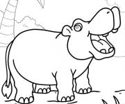 Coloriage Hippopotame facile