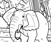 Coloriage L'&eacute;l&eacute;phant animal de la jungle