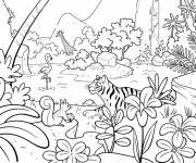 Coloriage Le monde de la jungle tropicale
