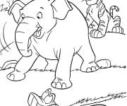 Coloriage Le serpent, &eacute;l&eacute;phant et tigre