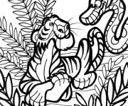 Coloriage Le tigre parle avec le serpent