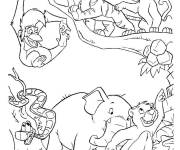 Coloriage Les amis animaux dans la jungle