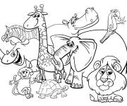 Coloriage les animaux de la jungle prennent un photo collective