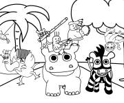 Coloriage Les animaux de la jungle sont des musiciens