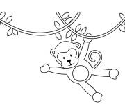 Coloriage Singe sur branche d'arbre
