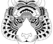 Coloriage Tête de tigre zentangle 
