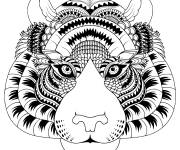 Coloriage T&ecirc;te de tigre zentangle 