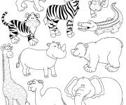 Coloriage Tous les animaux de la jungle et savane