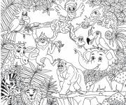 Coloriage Vari&eacute;t&eacute; d&rsquo;animaux de la jungle