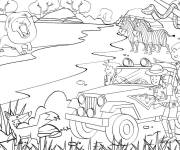 Coloriage Voyageurs et animaux jungle