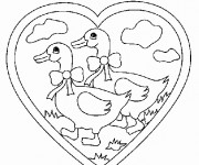 Coloriage Canards en amour