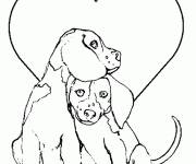 Coloriage couple de chiens amoureux