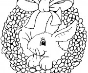 Coloriage Lapin et Cadeau de Fleurs