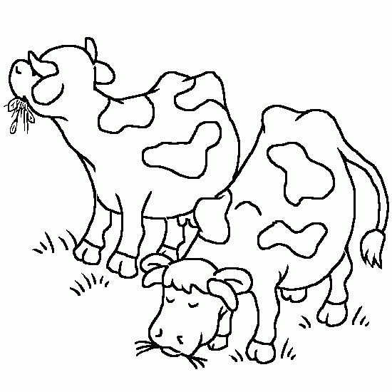 Coloriage et dessins gratuits Les Vaches en mangeant à imprimer