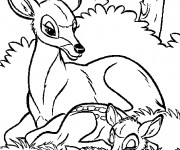 Coloriage et dessins gratuit Cerf et son Petit vectoriel à imprimer