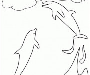 Coloriage Dauphins sous les nuages