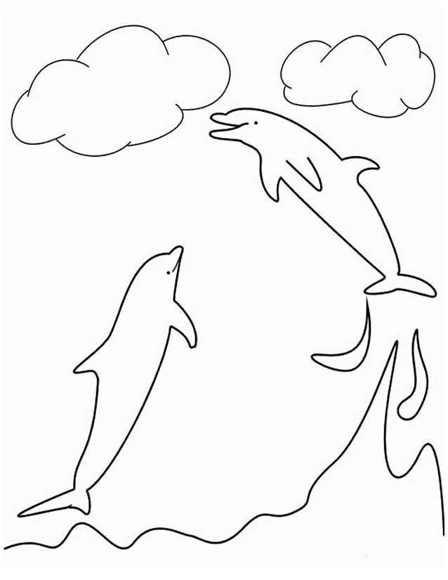 Coloriage et dessins gratuits Dauphins sous les nuages à imprimer