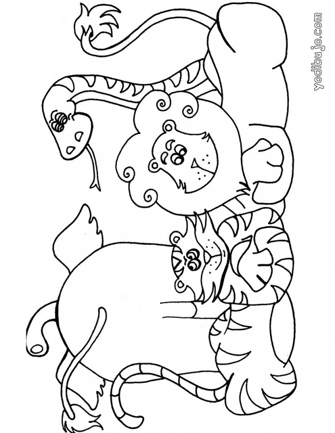 Coloriage Animaux Sauvages aimables dessin gratuit à imprimer