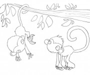 Coloriage et dessins gratuit Petits Singes sur L'arbre à imprimer