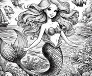 Coloriage et dessins gratuit Affiche Barbie Sir&egrave;ne du monde de cartoon à imprimer