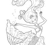 Coloriage Barbie avec la queue de sir&egrave;ne